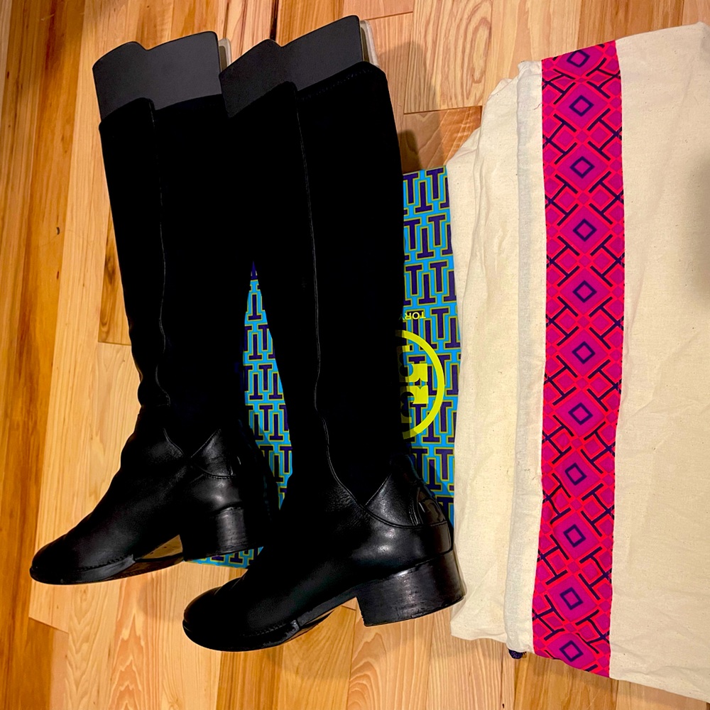 Tory Burch Caitlin Stretch Riding Boot - black sz 7